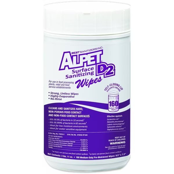 Sanitizing Wipes, 160 Wipe Canister, 9 1/2 in x 7 1/4 in, Unscented, White, 6 Pack, Best Sanitizers, Mfr#: SSW0002