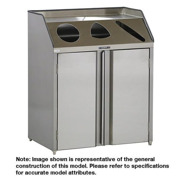 Laminate Waste/Recycle Station-Front Access;1-Refuse, 1-Recycle, 1-Paper, Lakeside, Mfr#: 4415