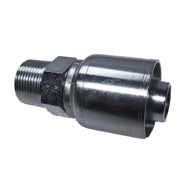 Hydraulic Crimp Hose Fitting - M Pipe - Rigid - 3/8 ID, 1/4-18 Thread, Intertraco, Mfr#: 472122