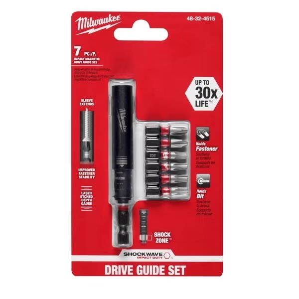 SHOCKWAVE Impact Magnetic Drive Guide Set - 7 PC, Milwaukee Tool, Mfr#: 48-32-4515