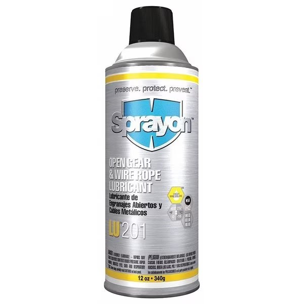 Chain and Wire Rope Lubricant, 0 to 450 Degree F, H2 No Food Contact, 12 oz Aerosol Can, Sprayon, Mfr#: SC0201000