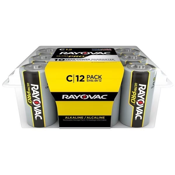UltraPro C Alkaline Battery, 1.5V DC, 12 Pack, Rayovac, Mfr#: ALC12PP