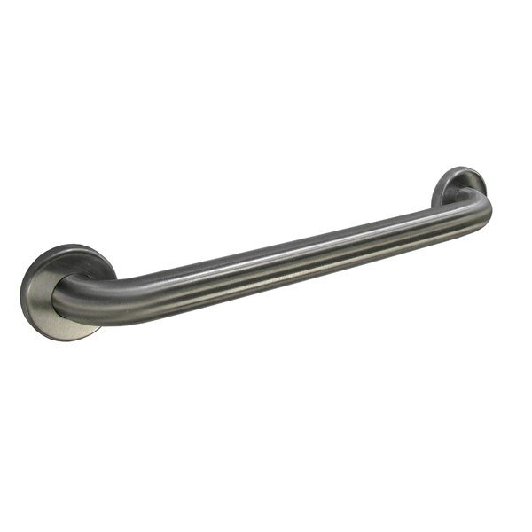 15-1/8" L, Straight, Stainless Steel, Straight Grab Bar, 1-1/2" dia., Satin, Bobrick, Mfr#: 6806X12