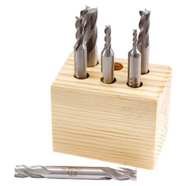6 Piece 3/8" Shank M42 Cobalt 4 Flute End Mill Set, Hhip, Mfr#: 8000-0005