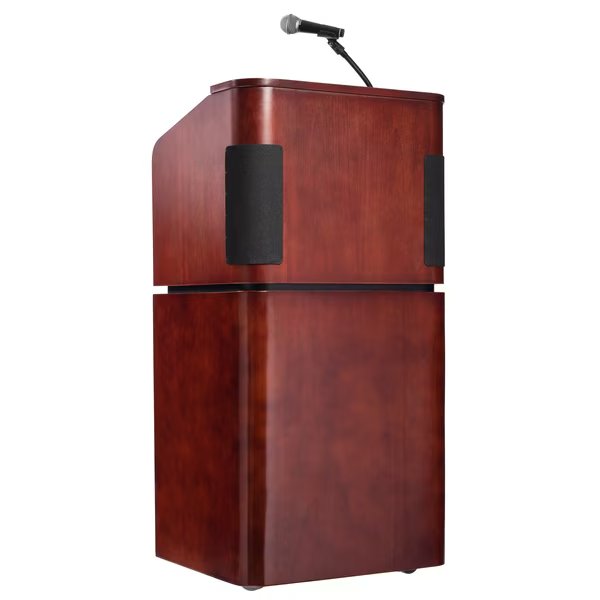 Tabletop and Base Combo Sound Lectern, Mahogany on Walnut, Oklahoma Sound, Mfr#: 950/901-MY/WT