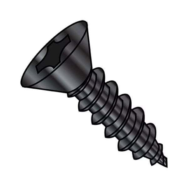 Concrete Screw, #4-24 Dia., Flat, 5/16 in L, Steel Black Oxide, 10000 PK, EnjoyTool Select, Mfr#: 0405ABPFB