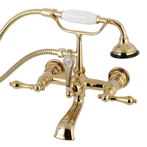 Wall-Mount Clawfoot Tub Faucet, Polished Brass, Tub Wall Mount, Kingston Brass, Mfr#: AE551T2