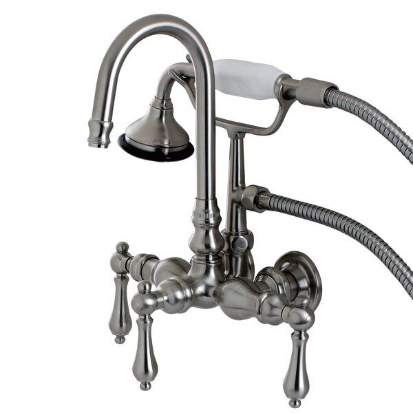 Wall-Mount Clawfoot Tub Faucet, Brushed Nickel, Tub Wall Mount, Kingston Brass, Mfr#: AE7T8