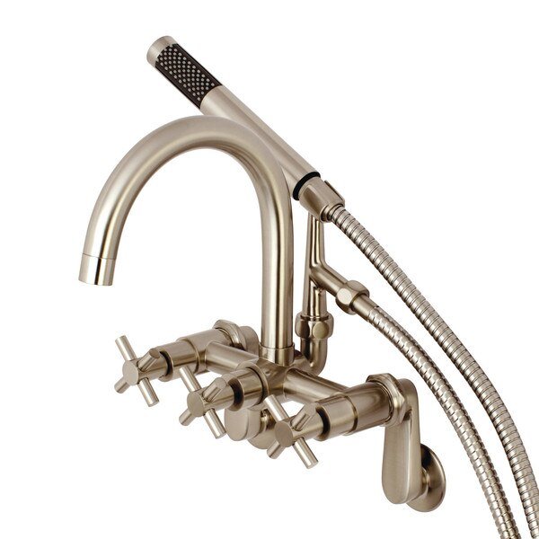 Wall-Mount Clawfoot Tub Faucet, Brushed Nickel, Tub Wall Mount, Kingston Brass, Mfr#: AE8158DX