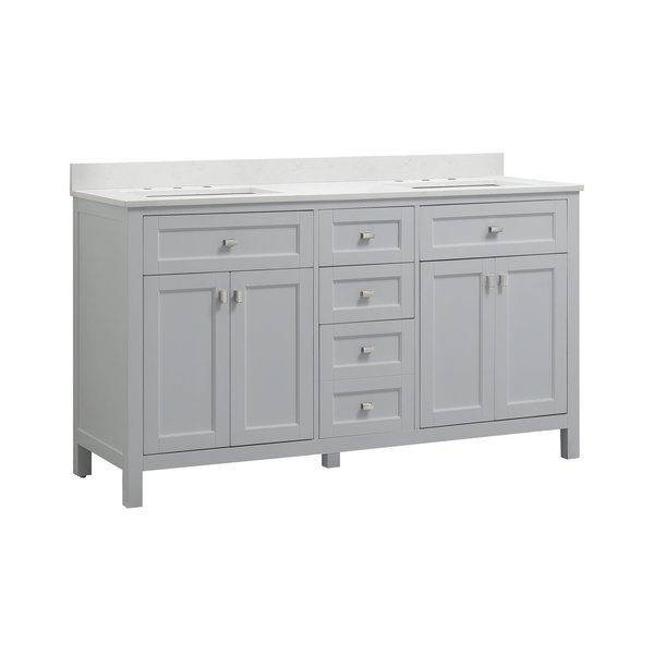 Juniper 60" Dove Gray Double Vanity, Cahaba, Mfr#: CA101015