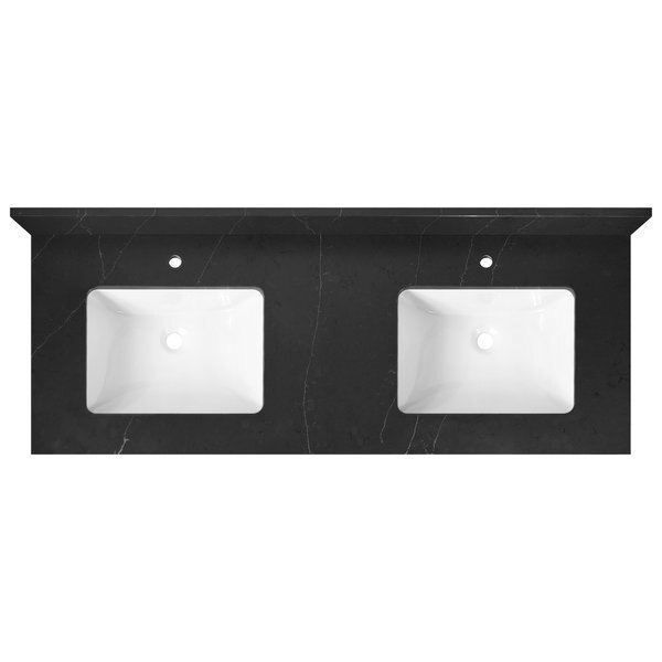 Vanity Top w/Ceramic Basins, 61 x 22 in, Cahaba, Mfr#: CAVT61DBBB