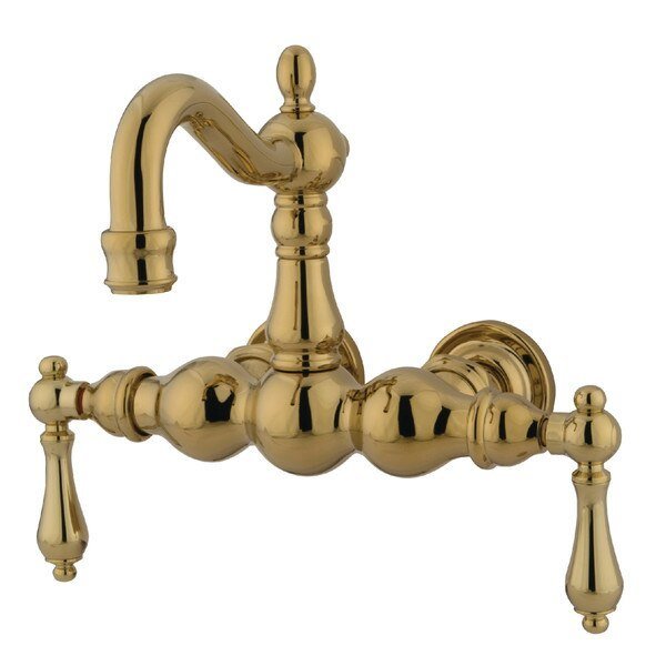 Wall-Mount Clawfoot Tub Faucet, Polished Brass, Tub Wall Mount, Kingston Brass, Mfr#: CC1001T2