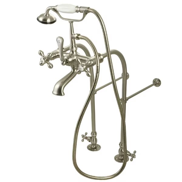 Clawfoot Tub Faucet Packages, Brushed Nickel, Freestanding, Kingston Brass, Mfr#: CC57T458MX