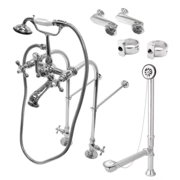 Clawfoot Tub Faucet Packages, Polished Chrome, Freestanding, Kingston Brass, Mfr#: CCK5101AX