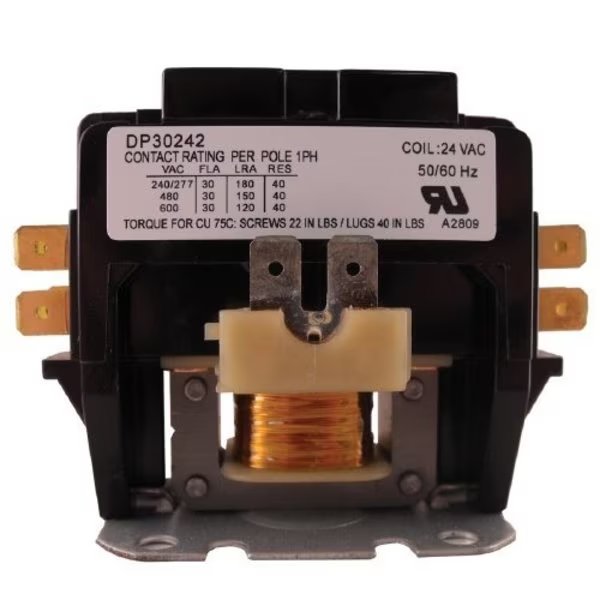Contactor, 30A, 24V, 2 Pole, Supco, Mfr#: DP30242