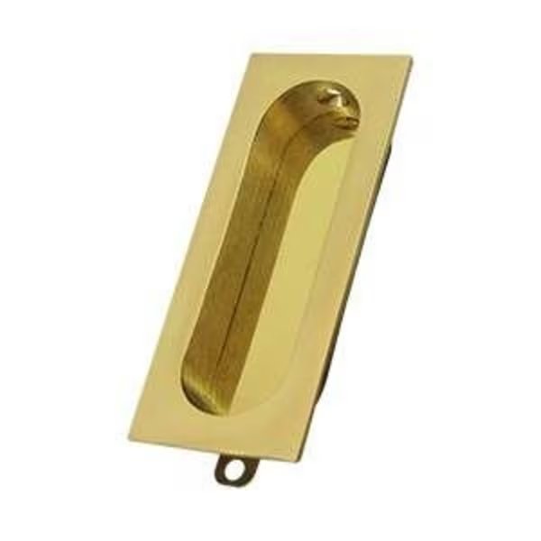 Flush Pull, Rectangle, 3-1/8" X 15/16" Unlacquered Bright Brass, Deltana, Mfr#: FP222U3-UNL