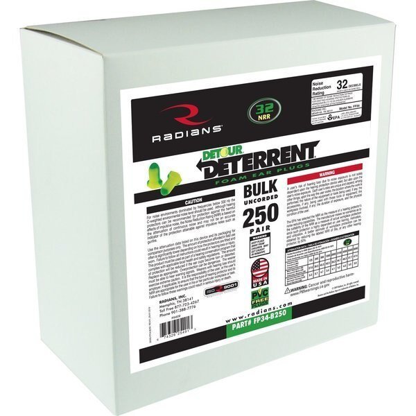Radians Deterrent(R) 32 Disposable Ea, PR, 1 PR, Radians, Mfr#: FP34-B250