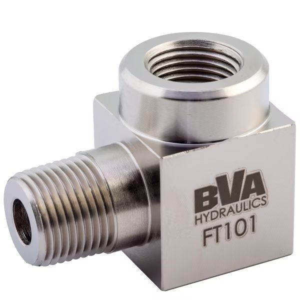 FITTNG ELBOW 90 DG STRT 3/8"-18 NPTF MALE X 3/8"18 NPTF FEM 10000PSI, Bva Hydraulics, Mfr#: FT101