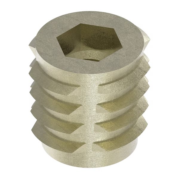 Hex Drive Threaded Insert, #10-24 Int Thrd Sz, 25/64 in L, 3/8 in Dia., Zinc Alloy, Plain, 50 PK, EnjoyTool Select, Mfr#: 801024-10-PK50
