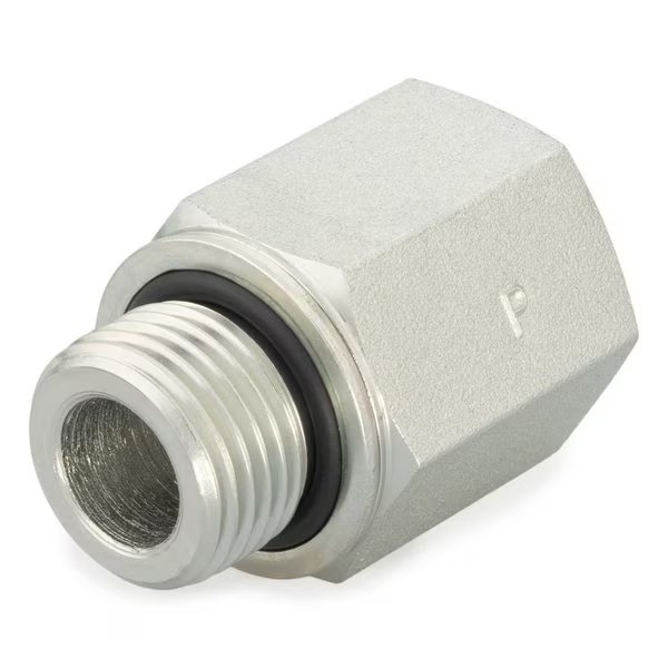 Straight Adapter, Steel, 1/4", BSPP x NPTF, Parker, Mfr#: 1/4X1/4F4OHGS