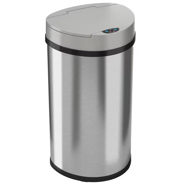 13 gal Semicircular Trash Can, Silver, Stainless Steel, Hls Commercial, Mfr#: HLS13HX