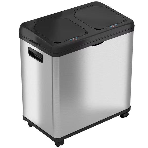 16 gal Recycling Bin, Satin Black/Satin Alum, Stainless Steel, Hls Commercial, Mfr#: HLS16DCSS