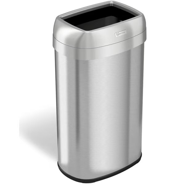 16 gal Oval Trash Can, Silver, Stainless Steel, Hls Commercial, Mfr#: HLS16STV
