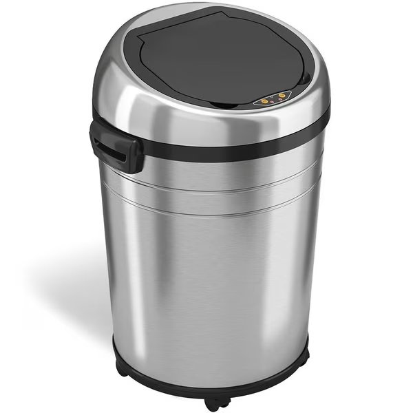18 gal Round Trash Can, Silver, Stainless Steel, Hls Commercial, Mfr#: HLS18RC