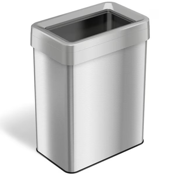 18 gal Rectangular Trash Can, Silver, Stainless Steel, Hls Commercial, Mfr#: HLS18UOT