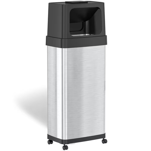 24 gal Rectangular Trash Can, Silver, Stainless Steel, Hls Commercial, Mfr#: HLS24DPO
