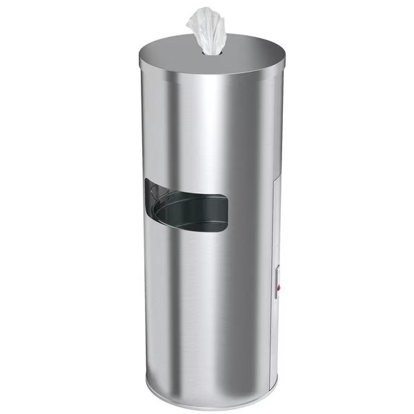 9 gal Round Trash Can, Silver, Stainless Steel, Hls Commercial, Mfr#: HLSC09WSR