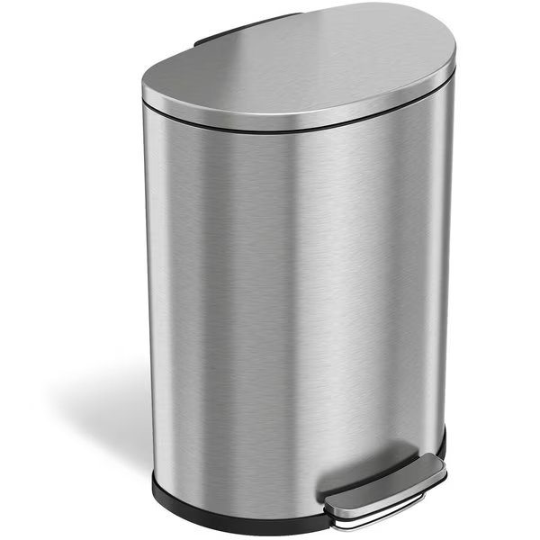 13 gal Round Trash Can, Silver, Stainless Steel, Hls Commercial, Mfr#: HLSS13D