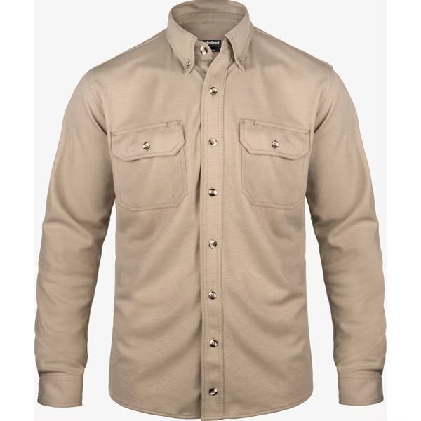 High Performance FR Knit Button Up, Khak, Lakeland, Mfr#: ISHAT20-MD