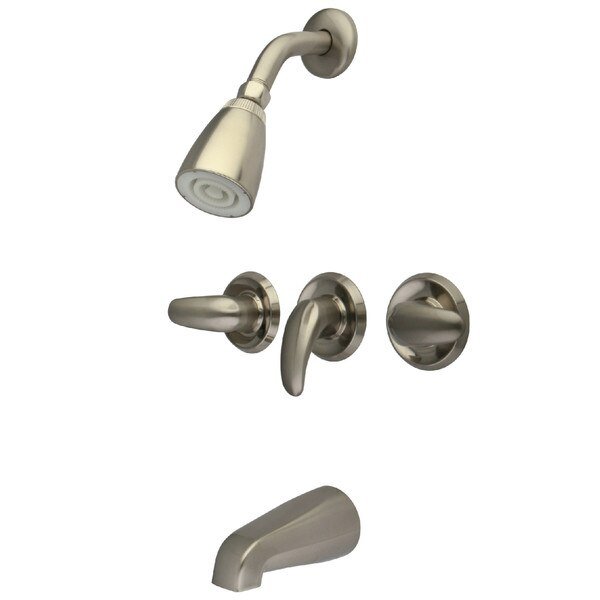 Tub and Shower Faucet, Brushed Nickel, Wall Mount, Kingston Brass, Mfr#: KB238LL