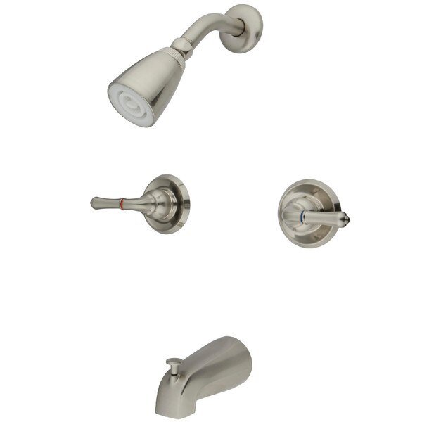 Tub and Shower Faucet, Brushed Nickel, Wall Mount, Kingston Brass, Mfr#: KB248
