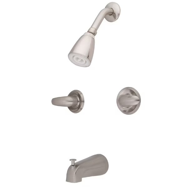 Tub and Shower Faucet, Brushed Nickel, Wall Mount, Kingston Brass, Mfr#: KB248LL