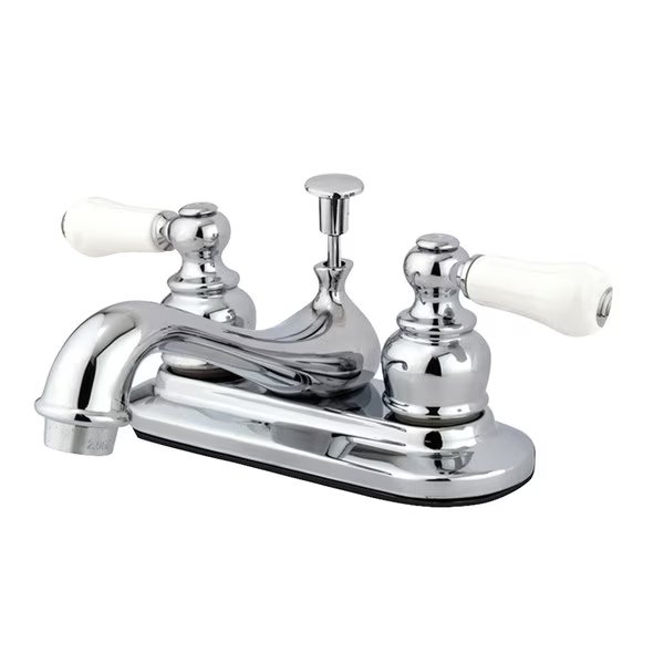 Dual Handle 4" Mount, 3 Hole KB601PL 4" Centerset Lavatory Faucet, Polished chrome, Restoration, Mfr#: KB601PL