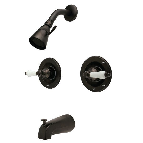 Tub and Shower Faucet, Oil Rubbed Bronze, Wall Mount, Kingston Brass, Mfr#: KB665PL