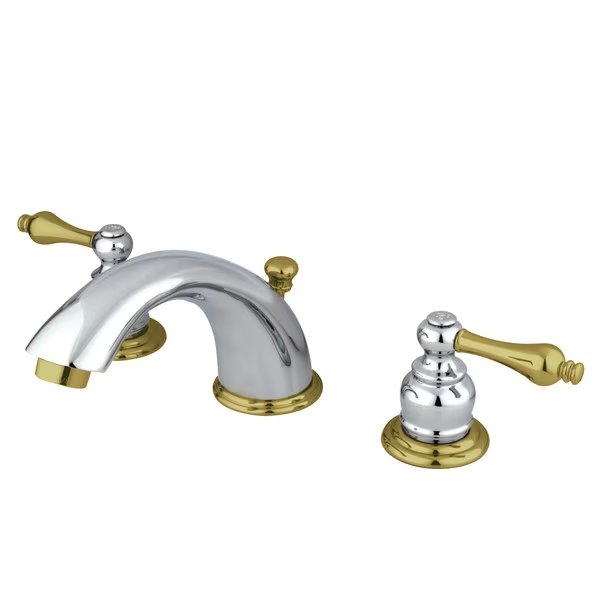Dual Handle 8" to 16" Mount, 3 Hole KB974AL 8" Widespread Lavatory Faucet, Polished chrome, Victorian, Mfr#: KB974AL