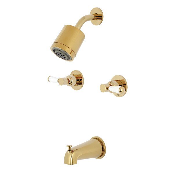 Tub and Shower Faucet, Polished Brass, Wall Mount, Kingston Brass, Mfr#: KBX8142DPL