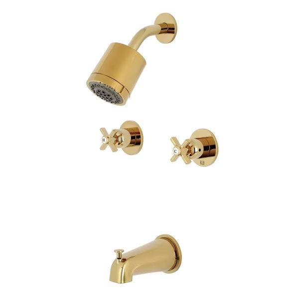 Tub and Shower Faucet, Polished Brass, Wall Mount, Kingston Brass, Mfr#: KBX8142ZX