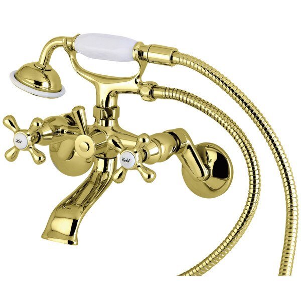 Wall-Mount Clawfoot Tub Faucet, Polished Brass, Wall Mount, Kingston Brass, Mfr#: KS266PB