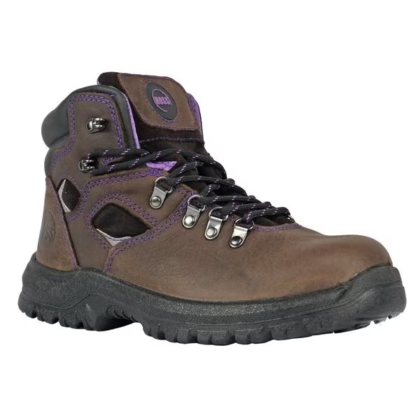 Size 6 Women's 6 in Work Boot Steel Work Boot, Brown, Hoss Boot Co, Mfr#: 70423
