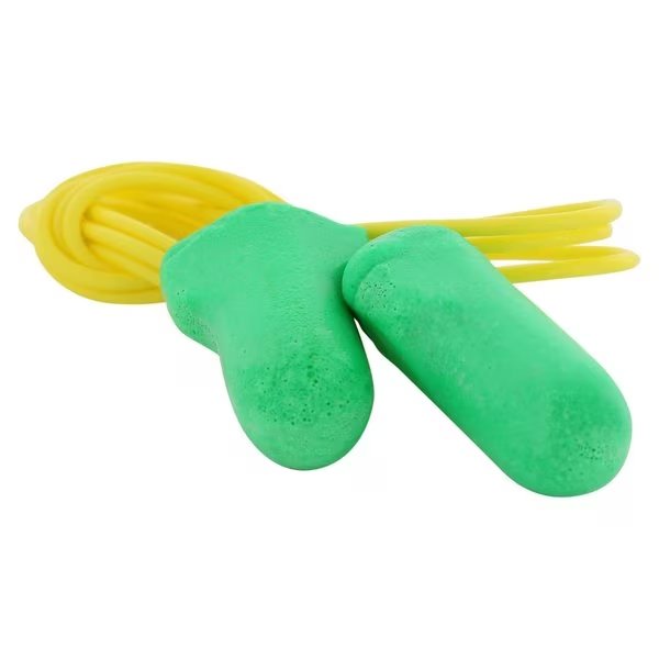 Max Lite Disposable Corded Earplugs, Foam, Contoured-T Shape, NRR 30 dB, Green/Yellow, 100 Pairs, Honeywell Howard Leight, Mfr#: LPF-30