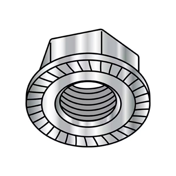 Flange Nut, 1/4"-20, 18-8 Stainless Steel, Not Graded, Plain, 0.438 in Hex Wd, 0.14 in Hex Ht, EnjoyTool Select, Mfr#: 14NR188