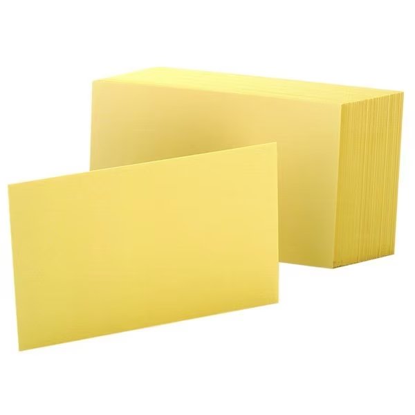 Index Card, Plain, 4"X6", Canary, PK100, Oxford, Mfr#: 7420CAN