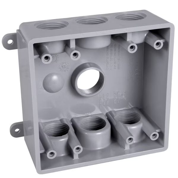 Electrical Box, 26.5 cu in, Outlet Box Type, 2 Gang(s), Rectangular Shape, Bell Outdoor, Mfr#: PDB77550GY