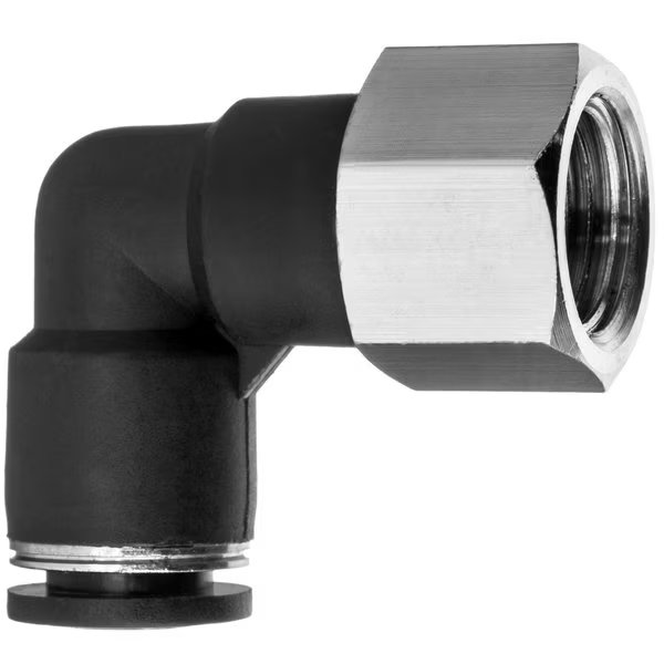 Nylon Push to Connect Fitting - 90 Dg Fm, 1/2" Tube Size, Black, Usa Industrials, Mfr#: ZUSA-TF-PTC-345