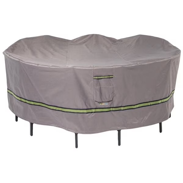 Soteria Grey RainProof Patio Round Table Set Cover, 108"x108", Duck Covers, Mfr#: RTR108108
