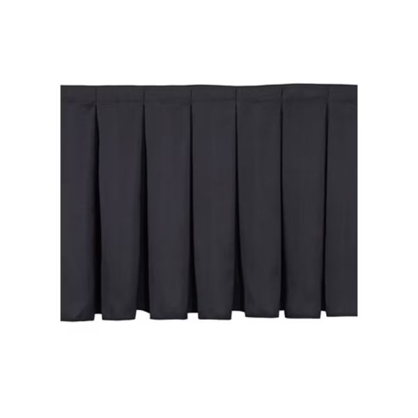 Stage Box Pleat Skirting, 16"H x 48"L, Black, National Public Seating, Mfr#: SB16-48-10